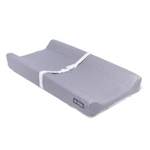 Baby Diaper Changing Pad - Soft, Waterproof Changing Pad, Non-Slip Bottom, Safety Straps & Ergonomic Contoured Design - Wipeable Changing Pad Cover Fits Standard Changing Tables & Dressers (Cool Grey)