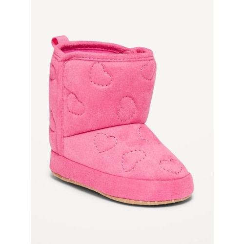 Metallic Quilted Heart Boots for Baby