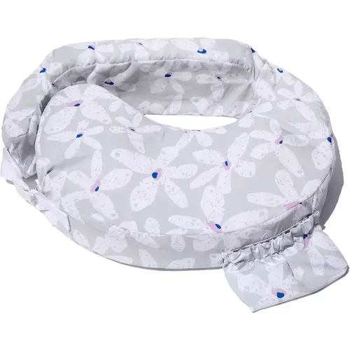 My Brest Friend Original Nursing Pillow Enhanced Ergonomics Essential Breastfeeding Pillow Support for Mom & Baby W/Convenient Side Pocket, Double Straps & Slipcover, Platinum Posies