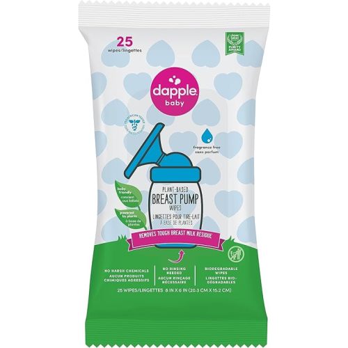Dapple Baby Breast Pump Cleaner Wipes, Fragrance Free, 25 count