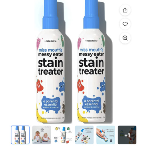 Miss Mouth's Messy Eater Stain Treater Spray - 4oz 2 Pack Stain Remover - Newborn & Baby Essentials - No Dry Cleaning Food, Grease, Coffee Off Laundry, Underwear, Fabric