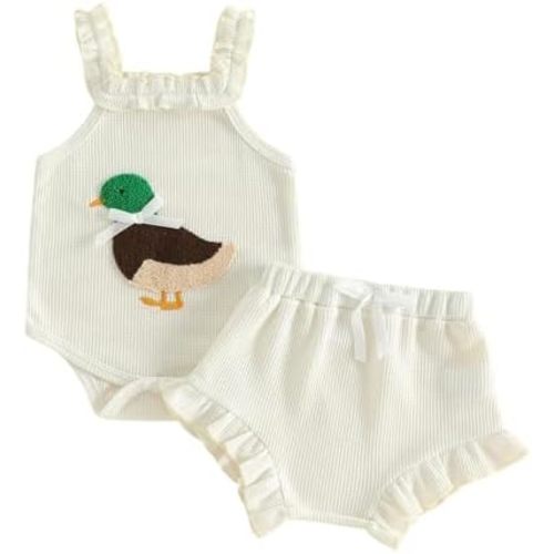 Baby Girl Clothes Infant Sleeveless Romper Bodysuit + Ruffle Bloomers Shorts+Headband Newborn Summer Outfits Set