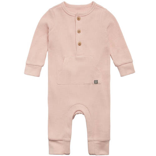 Baby Girls Pink Kangaroo Pocket Viscose Waffle Romper