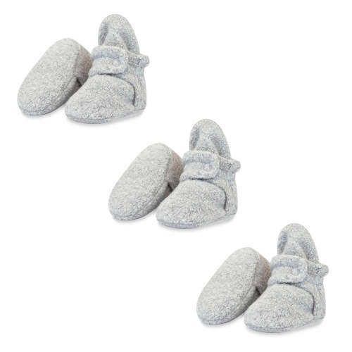 Cozie Fleece Baby Bootie 3 Pack - Heather Gray – Zutano