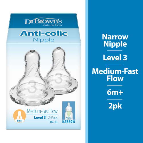 Dr. Brown's, Baby Bottle Silicone Nipple, Level 3, Medium Flow