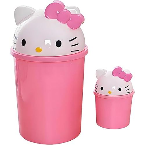 2 Gallons Cute Pink Kids Trash Can Bedroom Girls, Girl Room Nursery Bathroom Decor 3-7 Years Old, Small Trash Waste Bin Plastic Mini Garbage Can with Lid