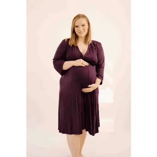 Lila Labor & Postpartum Gown in Plum, Size: Full Figure