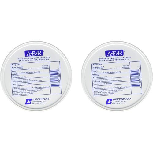 A-E-R Pre-Moistened Witch Hazel Pads, 80 Count (Two Pack)