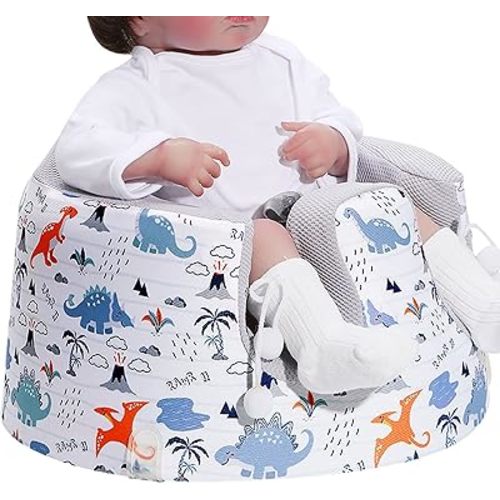 Seat Cover Compatible with Bumbo Seat & Nuby Seat, Baby Floor Seat Cover for Boys Girls, Upgrade Fabric, Extra Soft Breathable, New Designed, Anti-Slip, Cover Only, Blue Dinosaur