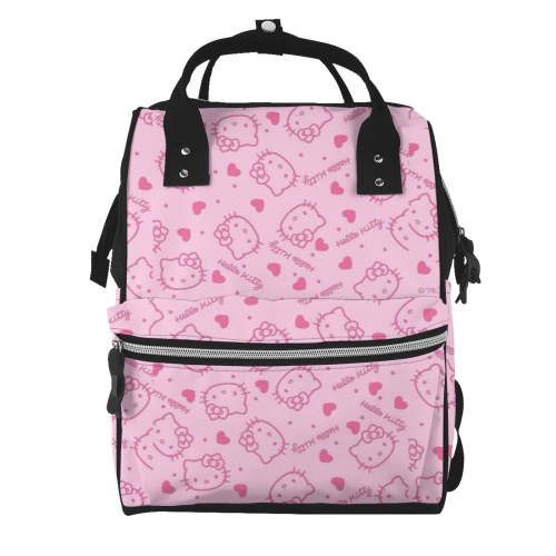 Hello Kitty Diaper Bag Ummy Nappy Backpack Fashion Shoulders Casual Kawaii Cute Interesting Cartoon Anime Waterproof Portable Large Capacity Daypack Travel for Women Men Handbag Gift