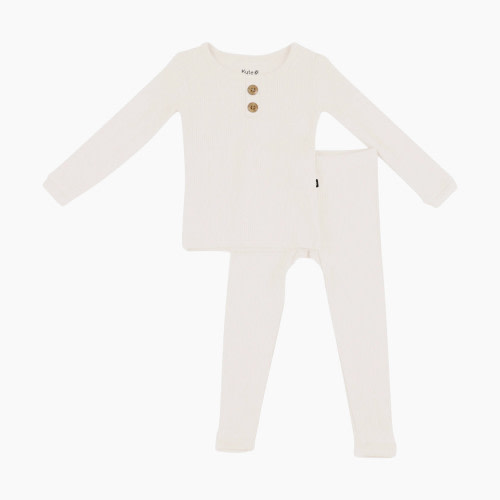 Kyte Baby Ribbed Henley Set - Oat, 1 T