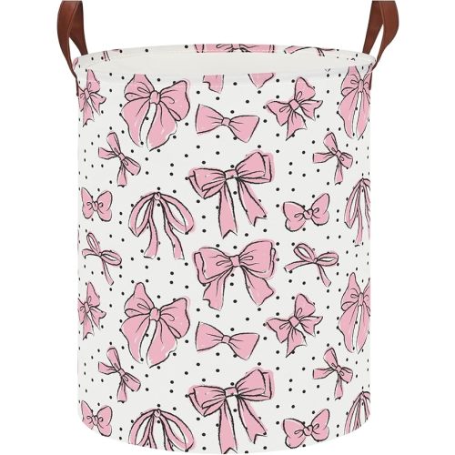 NTAOHAMPER Laundry Hamper,Laundry Basket,Baby Nursery Hamper,Waterproof Storage Bin,Clothes Organizer Basket,Room Decor(Hand-drawn Bowknot)