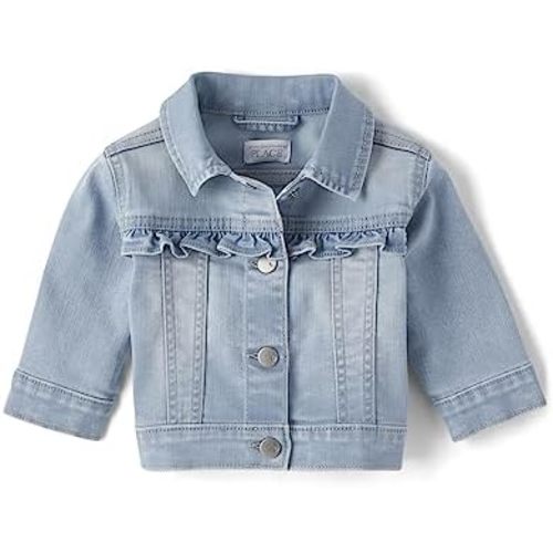 The Children's Place baby girls Ruffle Denim Jacket