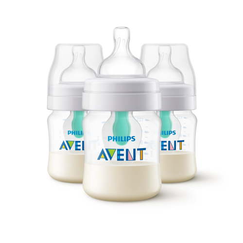 Philips Avent Anti-colic Baby Bottle, 1m+, 4 oz, Clear, 3pk, SCY701/93