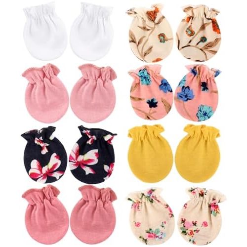 Newborn Baby Mittens No Scratch Cotton Elastic Wrist Gloves Infant Toddler Mittens for Baby Boy Girl 0-6 Months