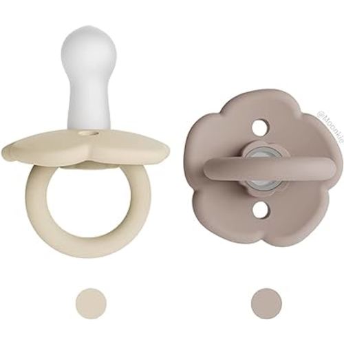 Moonkie Soothie Pacifiers Set of 2, BPA-Free Comfy Safe Baby Pacifier with Large Air Holes, Newborn Essentials 6 Months Up