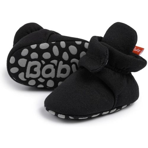Sawimlgy Newborn Infant Baby Girl Boy Cotton Booties Stay On Sock Slippers Soft Bedroom Shoes Non-Skid Ankle Boots With Grippers Toddler Crib Warm Shoe First Walker Birthday Shower