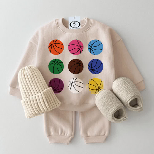 Baby 2-Piece Colorful Basketball Beige Set