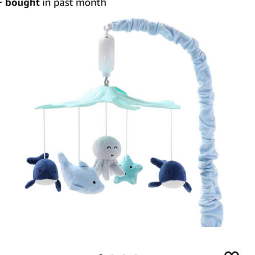 The Peanutshell Crib Mobile for Boys or Girls - Light and Dark Blue Musical Baby Crib Mobile with 12 Lullabies, Ocean Baby Nautical Nursery Decor