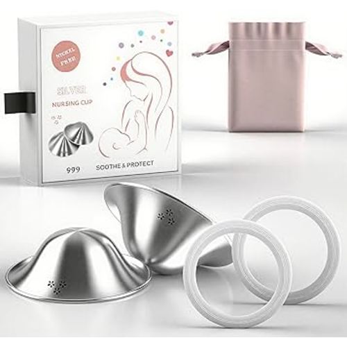 luxury little 999 Silver Nursing Cups for Breastfeeding Moms, Advanced Ventilation Design Nipple Shield, Comfortable Lactation Care for Postpartum Nursing Moms, Breastfeeding Essential, X-Large