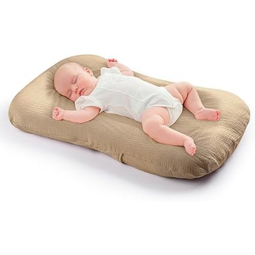 CORATED Baby Lounger for Newborn 0-24 Months, Infant Lounger Pillow Baby Nest Sleeper, Organic Cotton Bed with Cover, Newborn Babies Essentials