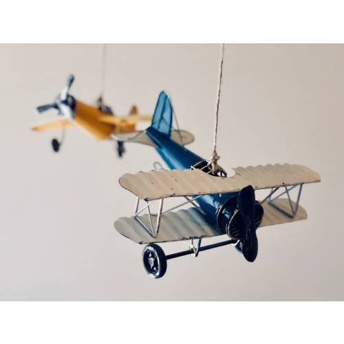 Airplane Nursery Mobile w/ Antique Metal Airplanes