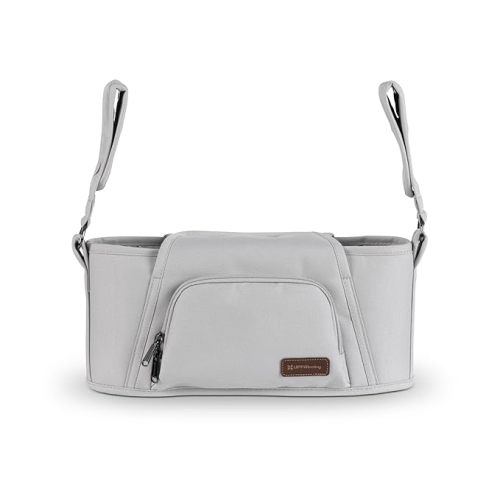 UPPAbaby Carry-All Parent Organizer – Easy Attach, Universal Fit – Multiple Compartments for Beverages, Snacks + Personal Items – Secure Zippered Pocket – Light Grey