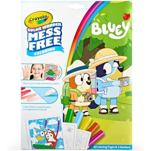 Crayola Bluey Color Wonder Coloring Set, 18 Bluey Coloring Pages, Mess Free Coloring for Toddlers, Bluey Toys, Gifts for Kids