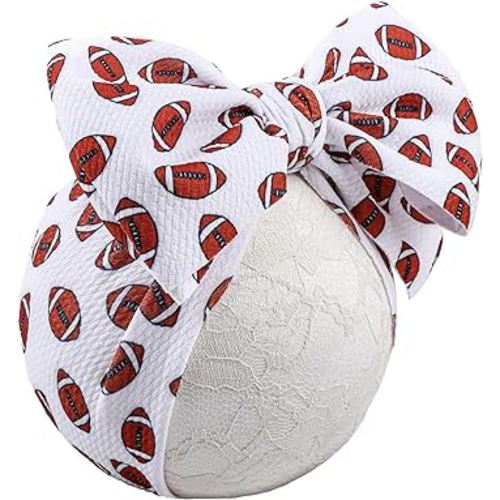YanJie Baby Girls Headbands Football Sports Printed Bow Wide Headbands Basketball Handmade Hairbands Game Day Sports Hair Accessories Gift for Football Newborn Infant Toddlers Kids