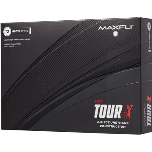 Maxfli 2023 Tour X White Golf Balls- 12 Pack- Center Gravity Balanced, Soft Cast Urethane, Fast Core, Dual Lonomer Mantle,Tetrahedron Dimple Pattern