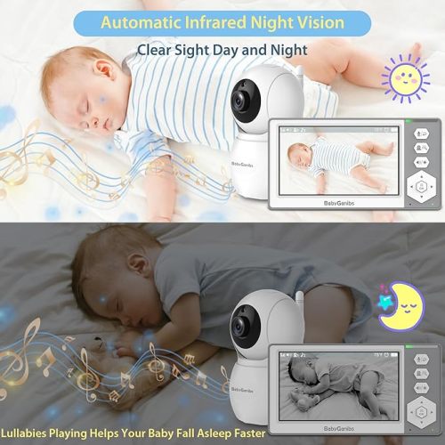 Baby Monitor with Camera and Audio, 4.3'' Video Baby Monitor No WiFi with 1000ft Long Range and 30-Hour Battery, Remote Pan-Tilt-Zoom, Night Vision, ECO Mode, 2-Way Talk