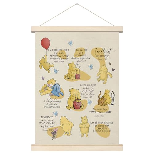 Tillfuru Classic Winnie Poster Hanger, Inspirational Winnie Wall Art, Winnie Gifts for Women, Nursery Wall Hanger, Nursery Wall Art Decor, Winnie Wall Artwork for Classroom Living Rooms 12x16 Inch