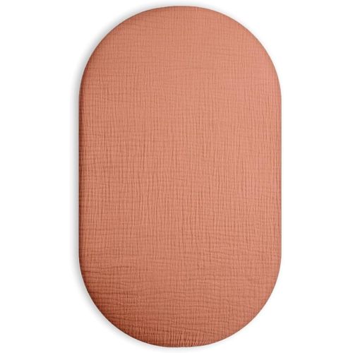 Bassinet Sheet for Baby Boy and Girl, Fitted Sheets for Rectangle, Oval, Hourglass Bassinet Mattress, Muslin Moses Basket Sheets with Neutral Style (Brick)