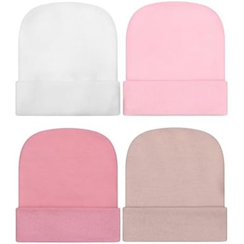 Geyoga Newborn Girl Boy Hat Newborn Beanie Stripes Hat Toddler Soft Caps Infant Cotton Knit Caps for Baby 0-6 Months