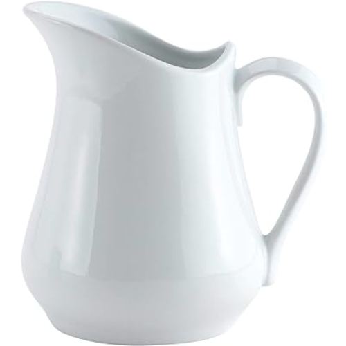 HIC Kitchen Creamer Pitcher with Handle, Fine White Porcelain, 16-Ounce
