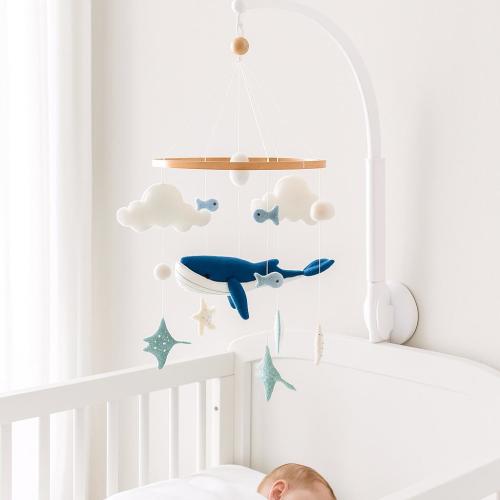 Whale Baby Mobile: Nautical Nursery Decor with Felt Sea Animals