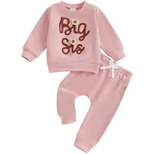 Toddler Infant Baby Girl Fall Winter Clothes Big Sister Little Sister Matching Outfits Sweatshirt Pants Set