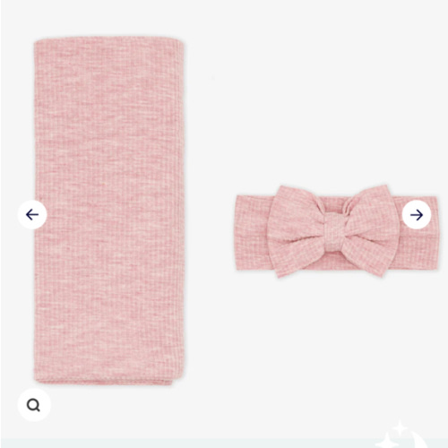 Heather Mauve Ribbed Swaddle & Luxe Bow Headband Set - Little Sleepies