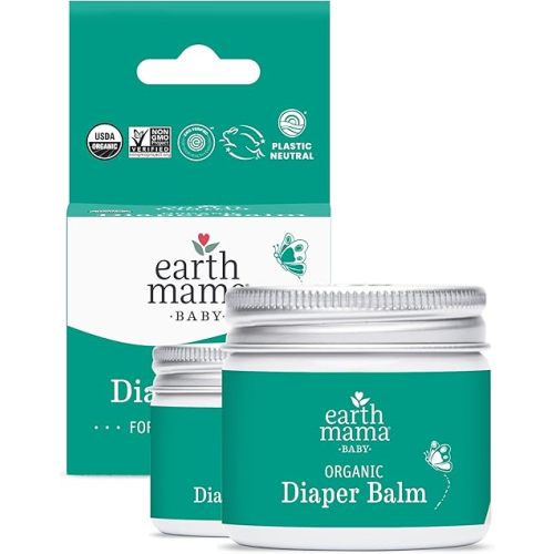 Earth Mama Organic Diaper Balm 2-Ounce | Diaper Cream for Baby | EWG Verified, Petroleum & Artificial Fragrance-Free with Calendula for Sensitive Skin (2-Pack)