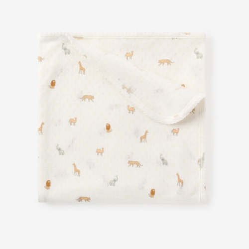 Neutral Safari Print Organic Cotton Pointelle Baby Blanket – Elegant Baby