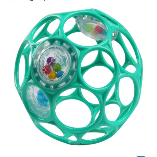 Bright Starts Oball Easy-Grasp Rattle BPA-Free Infant Toy in Teal, Age Newborn and up, 4 Inches