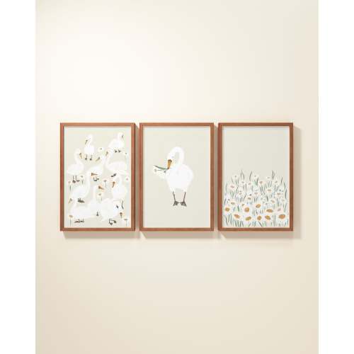 Several Swans Framed Wall Art Set in Shell