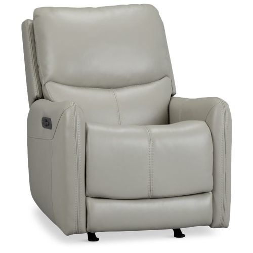 Jonas Light Gray Lthr/vinyl Power Recliner With Heat And Massage