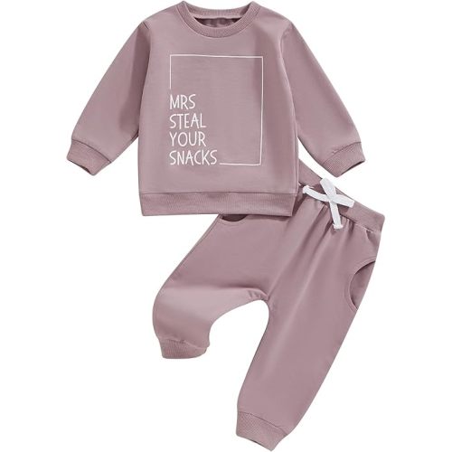 Toddler Baby Girl Fall Winter Outfit Letter Print Long Sleeve Sweatshirts and Stretch Pants Infant Girl Clothes