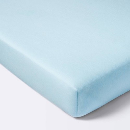 Polyester Rayon Fitted Crib Sheet - Solid Blue - Cloud Island™