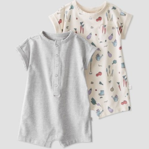 little Planet By Carter's Baby 2pk Garden Romper - Beige, Size: Newborn