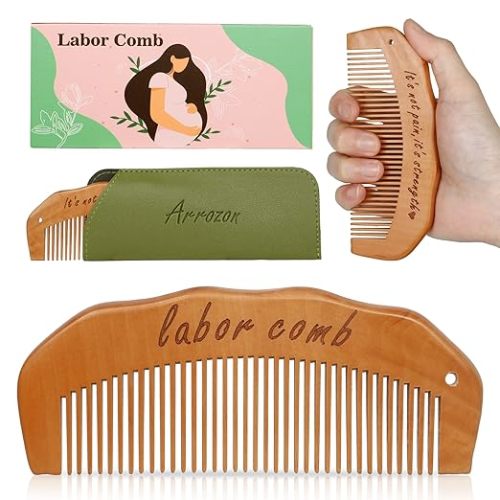 Birth Comb for Women Labor, Hospital Bag Must Haves for Pregnant Mom, Wooden Labor comb Natural Labor and Delivery Essentials, New Mom Gifts Birthing Comb