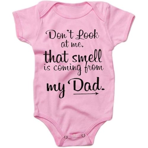 Baby Girls Romper Pink Bodysuit Infant Funny Letters Jumpsuit Outfit 0-24 Months - Pink-don't Look at Me, That Smell is Coming from My Dad - 0-3Months