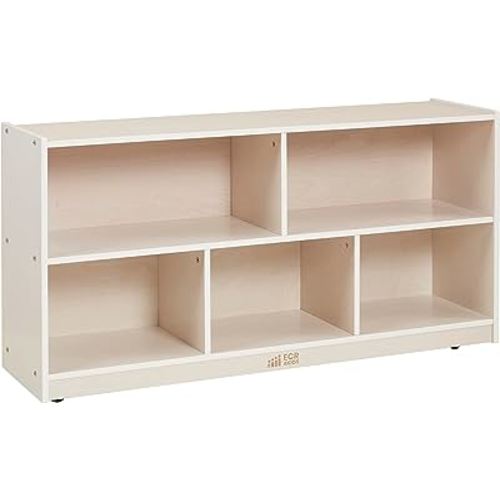 ECR4Kids 5-Compartment Mobile Storage Cabinet, 24in, Classroom Furniture, White Wash
