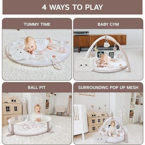 6-in-1 XL Play Mat & Play Gym, Baby Gym, Baby Activity Gym, Sensory Exploration and Motor Skill Development Toys (Blush)